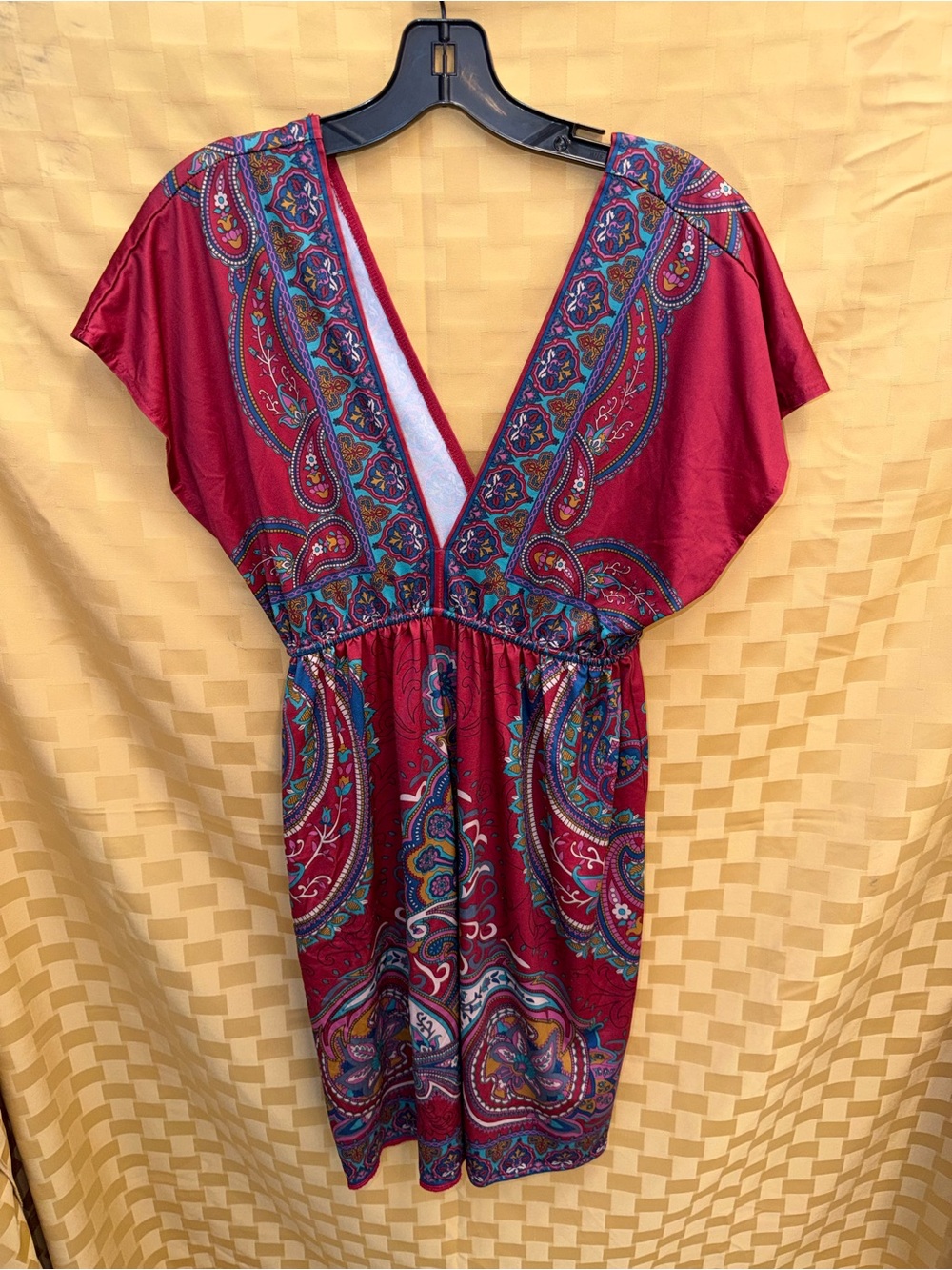 Flying Tomato Burgundy Paisley Mini Dress